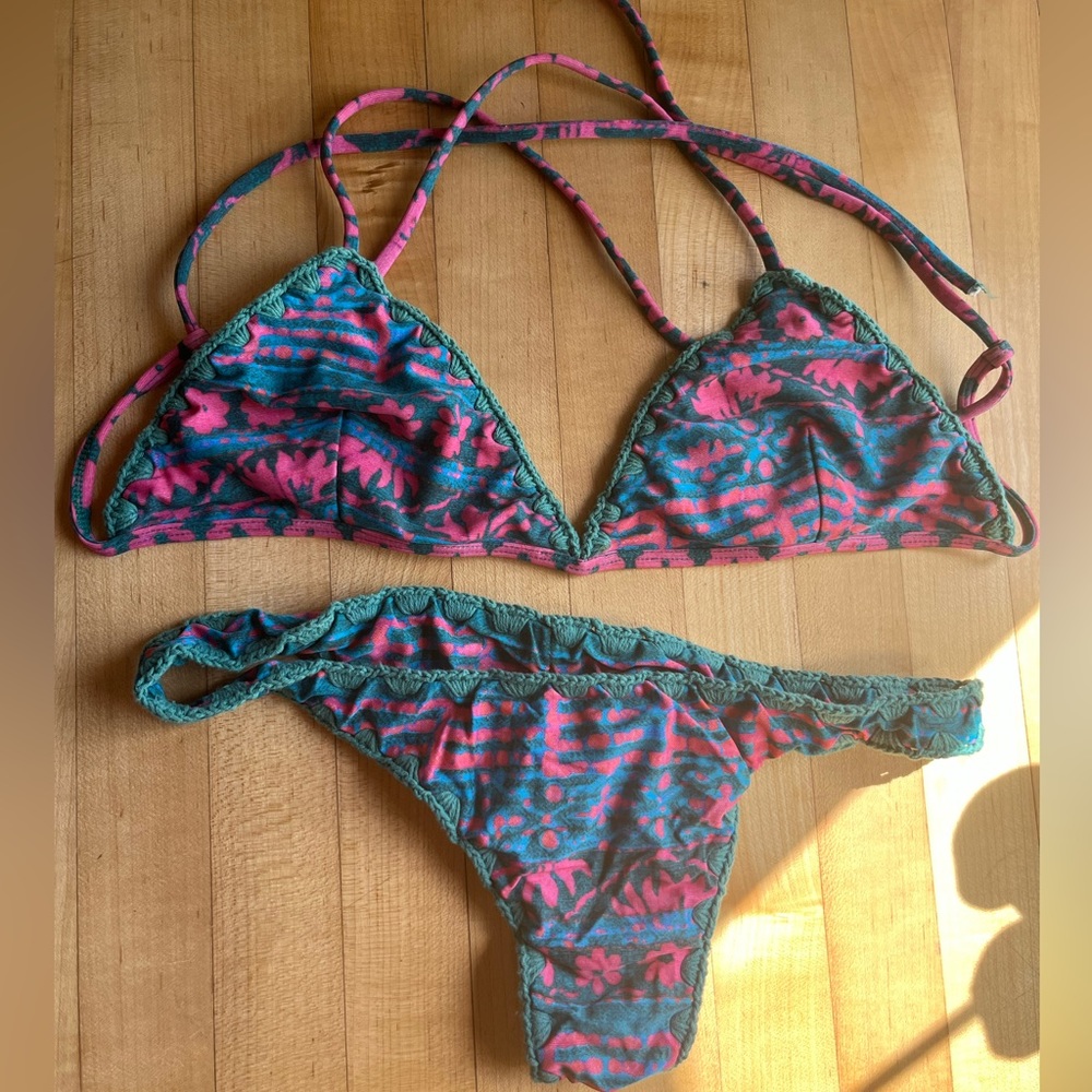 Posh Pua Bikini, Size Large, Teal/Pink